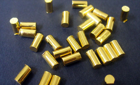 Gold pellets manufactured and supplied by Birmingham Metal. These gold evaporation material can be used for thin film deposition.